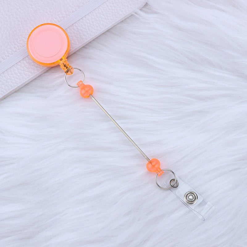 Wholesale Beadable Badge Reels Identification Easy To Pull Buckle DIY Beaded Plastic Keychain